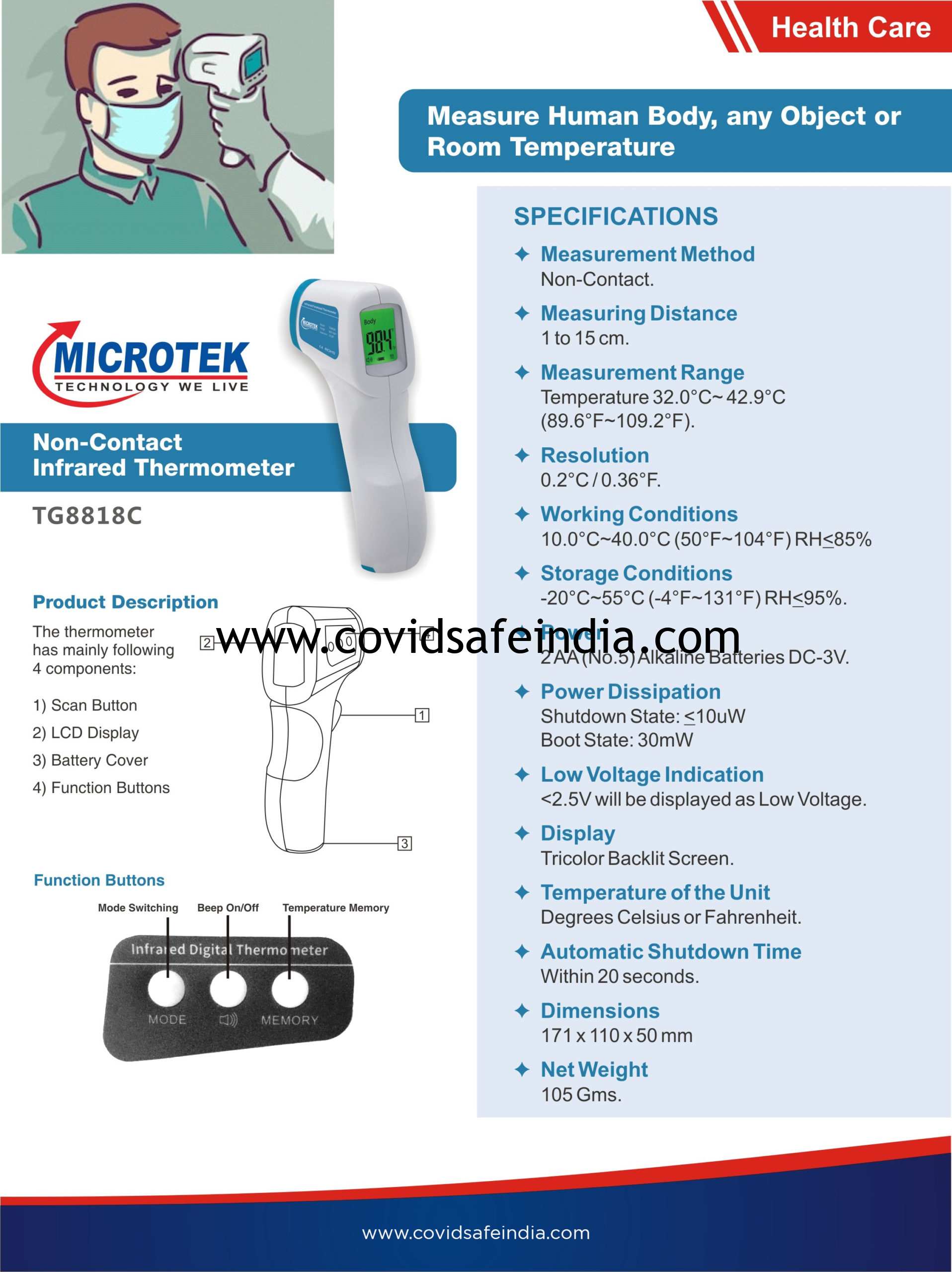 Microtek Infrared Thermometers Specifications