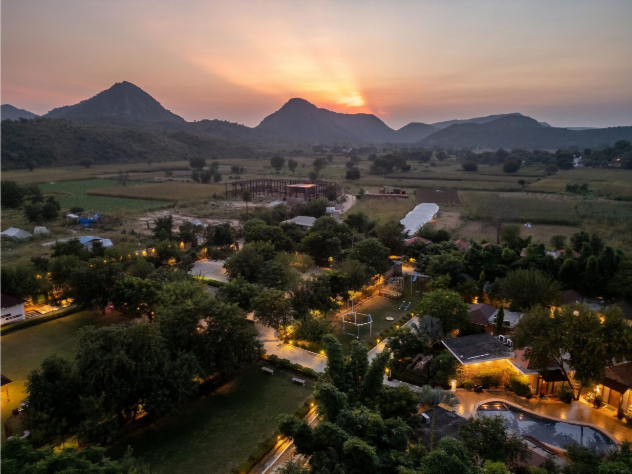 Majestic Views of Aravali Mountains Grassfield Valley Resort Jaipur