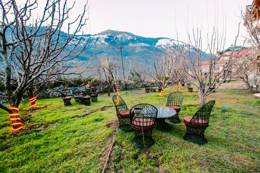 Outdoor Garden Restaurant at Shalai Resort Best Airbnb In Manali